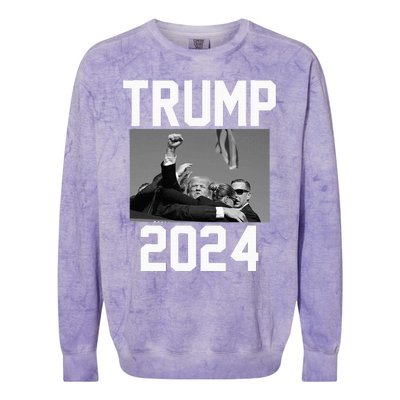 Trump 2024 Strong Fist Hand Us Vote Colorblast Crewneck Sweatshirt