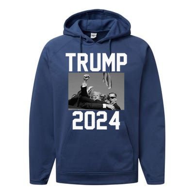 Trump 2024 Strong Fist Hand Us Vote Performance Fleece Hoodie