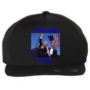 Trump 2024 Stay Strong Fist Pump Rally Secret Service Flag Wool Snapback Cap