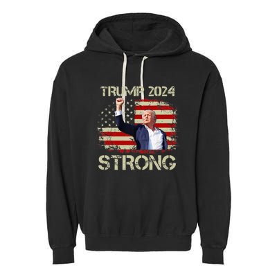 Trump 2024 Strong Fist Hand Us Vote Tank Top Garment-Dyed Fleece Hoodie