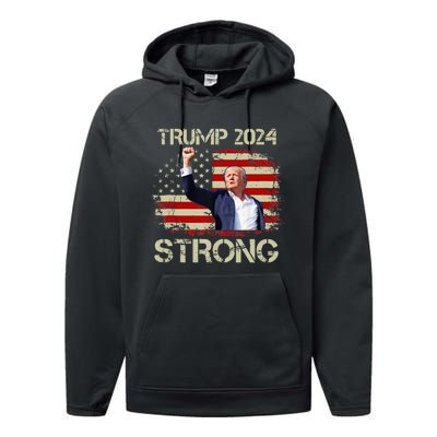 Trump 2024 Strong Fist Hand Us Vote Tank Top Performance Fleece Hoodie