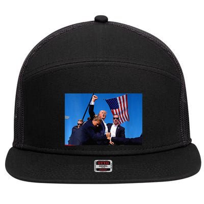 Trump 2024 Strong Rally Fist Hand Us Vote Premium 7 Panel Mesh Trucker Snapback Hat