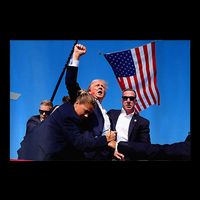 Trump 2024 Strong Rally Fist Hand Us Vote Premium Poster