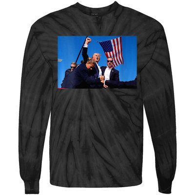 Trump 2024 Strong Rally Fist Hand Us Vote Premium Tie-Dye Long Sleeve Shirt