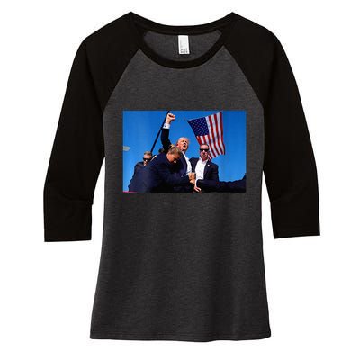 Trump 2024 Strong Rally Fist Hand Us Vote Premium Women's Tri-Blend 3/4-Sleeve Raglan Shirt