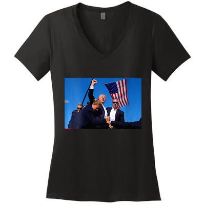 Trump 2024 Strong Rally Fist Hand Us Vote Premium Women's V-Neck T-Shirt