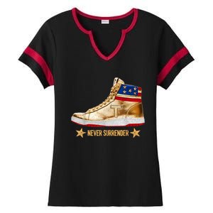 Trump 2024 Sneakers Never Surrender Pro Trump Gift Ladies Halftime Notch Neck Tee