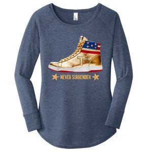 Trump 2024 Sneakers Never Surrender Pro Trump Gift Women's Perfect Tri Tunic Long Sleeve Shirt