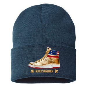 Trump 2024 Sneakers Never Surrender Pro Trump Gift Sustainable Knit Beanie