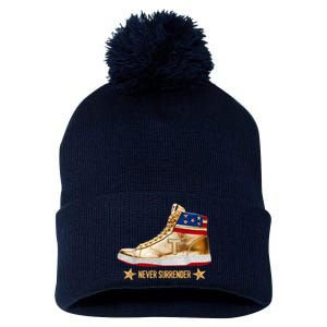 Trump 2024 Sneakers Never Surrender Pro Trump Gift Pom Pom 12in Knit Beanie