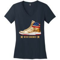 Trump 2024 Sneakers Never Surrender Pro Trump Gift Women's V-Neck T-Shirt