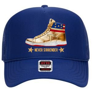 Trump 2024 Sneakers Never Surrender Pro Trump Gift High Crown Mesh Back Trucker Hat