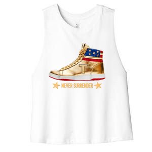 Trump 2024 Sneakers Never Surrender Pro Trump Gift Women's Racerback Cropped Tank