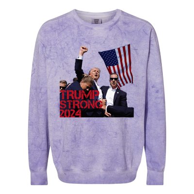 Trump 2024 Strong Fist Hand Us Vote Colorblast Crewneck Sweatshirt