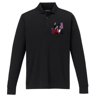 Trump 2024 Strong Fist Hand Us Vote Performance Long Sleeve Polo