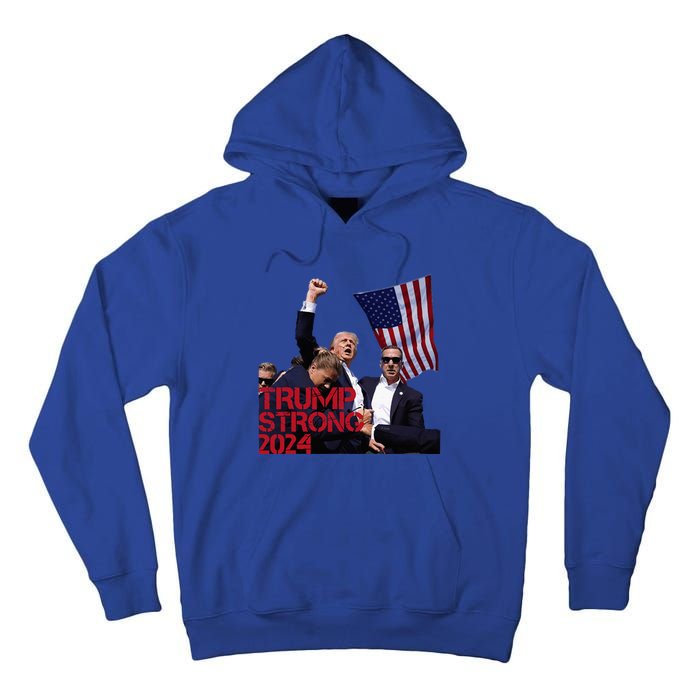 Trump 2024 Strong Fist Hand Us Vote Tall Hoodie