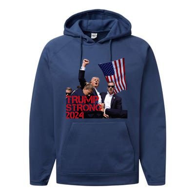 Trump 2024 Strong Fist Hand Us Vote Performance Fleece Hoodie