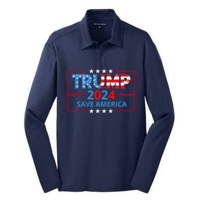 Trump 2024 Save America Trump 2024 Silk Touch Performance Long Sleeve Polo