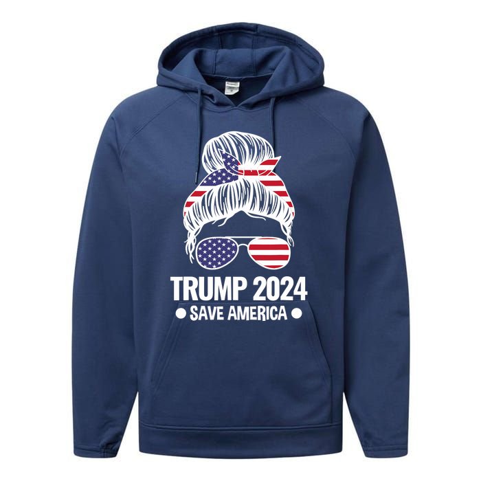 Trump 2024 Save America President Performance Fleece Hoodie