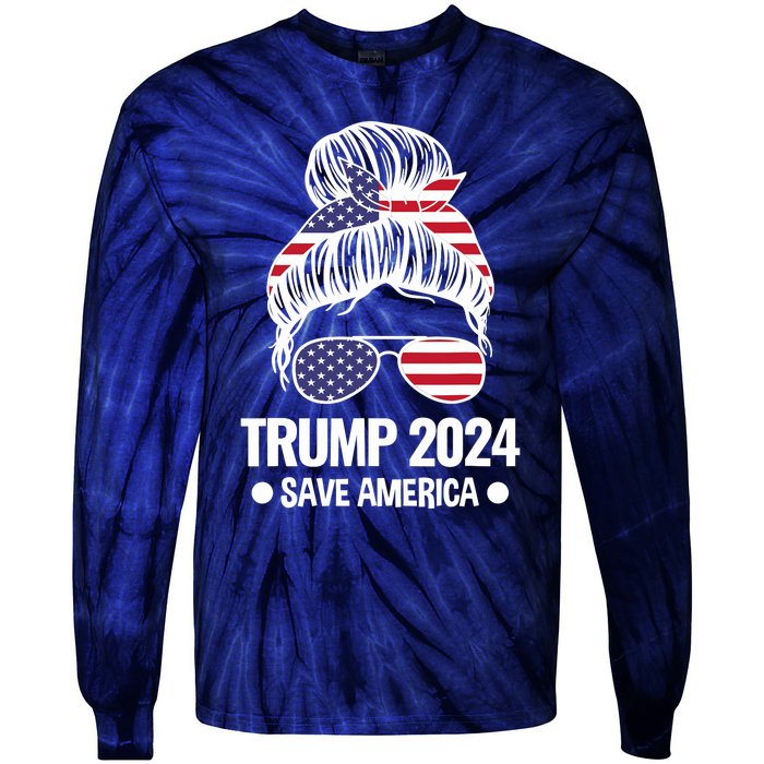 Trump 2024 Save America President Tie-Dye Long Sleeve Shirt