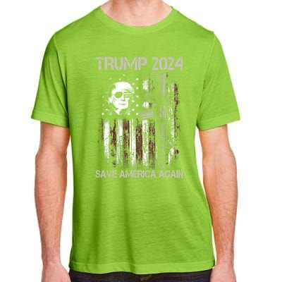 Trump 2024 Save America Again Usa Flag Gun Patriotic Gift Adult ChromaSoft Performance T-Shirt