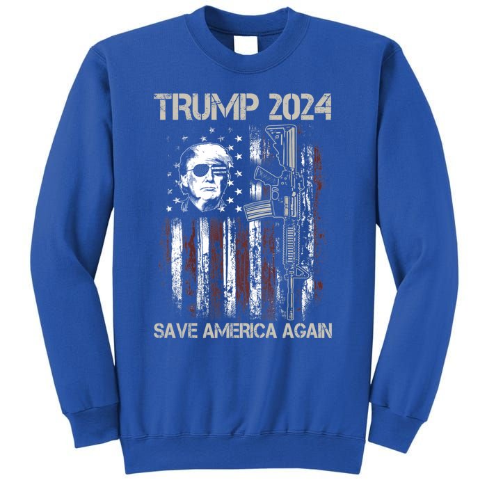 Trump 2024 Save America Again Usa Flag Gun Patriotic Gift Sweatshirt