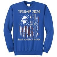 Trump 2024 Save America Again Usa Flag Gun Patriotic Gift Tall Sweatshirt