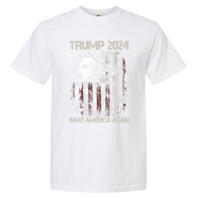 Trump 2024 Save America Again Usa Flag Gun Patriotic Gift Garment-Dyed Heavyweight T-Shirt