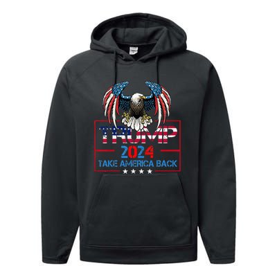 Trump 2024 Save America Again Usa Flag 2024 45 47 Performance Fleece Hoodie