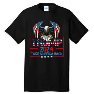 Trump 2024 Save America Again Usa Flag 2024 45 47 Tall T-Shirt