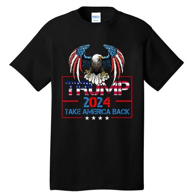 Trump 2024 Save America Again Usa Flag 2024 45 47 Tall T-Shirt