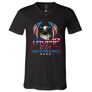 Trump 2024 Save America Again Usa Flag 2024 45 47 V-Neck T-Shirt