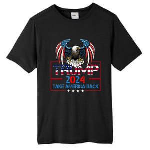 Trump 2024 Save America Again Usa Flag 2024 45 47 Tall Fusion ChromaSoft Performance T-Shirt