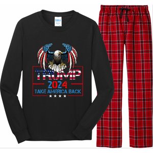 Trump 2024 Save America Again Usa Flag 2024 45 47 Long Sleeve Pajama Set