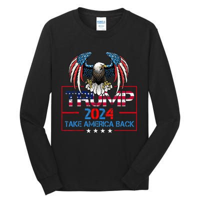 Trump 2024 Save America Again Usa Flag 2024 45 47 Tall Long Sleeve T-Shirt