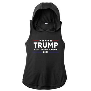 Trump 2024 Save America Save America Again Trump Ladies PosiCharge Tri-Blend Wicking Draft Hoodie Tank