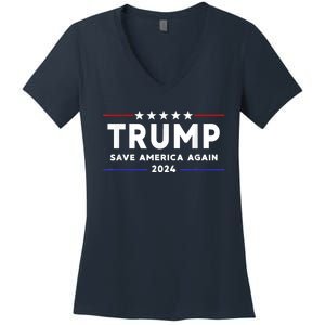 Trump 2024 Save America Save America Again Trump Women's V-Neck T-Shirt