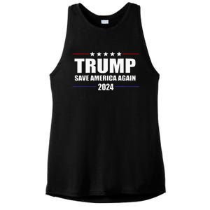 Trump 2024 Save America Save America Again Trump Ladies PosiCharge Tri-Blend Wicking Tank