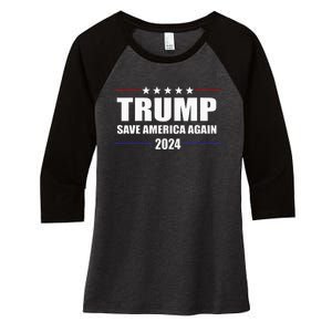 Trump 2024 Save America Save America Again Trump Women's Tri-Blend 3/4-Sleeve Raglan Shirt