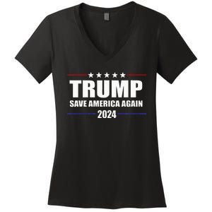 Trump 2024 Save America Save America Again Trump Women's V-Neck T-Shirt