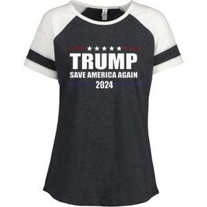 Trump 2024 Save America Save America Again Trump Enza Ladies Jersey Colorblock Tee