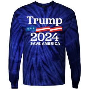 Trump 2024 Save America Trump 2024 Tie-Dye Long Sleeve Shirt