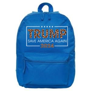 Trump 2024 Save America Again Leopard Print Gift Cute Gift 16 in Basic Backpack