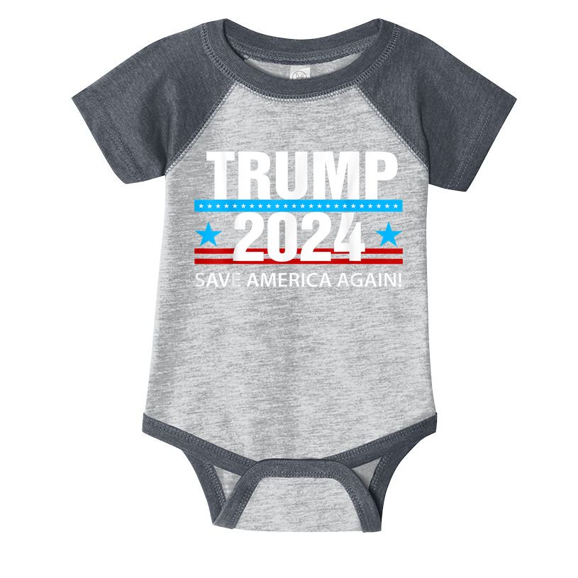 TRUMP 2024 Save America Again Pro Trump Infant Baby Jersey Bodysuit