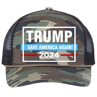 Trump 2024 Save America Again Retro Rope Trucker Hat Cap