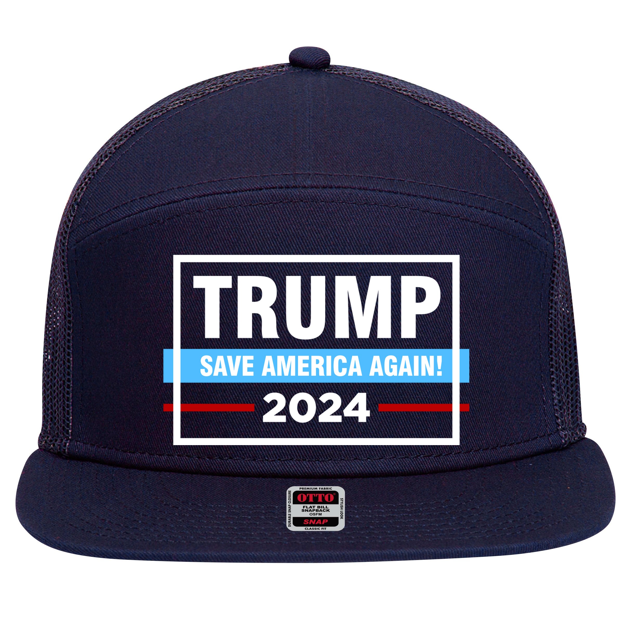 Trump 2024 Save America Again 7 Panel Mesh Trucker Snapback Hat