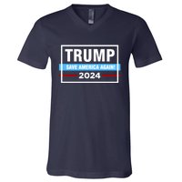 Trump 2024 Save America Again V-Neck T-Shirt