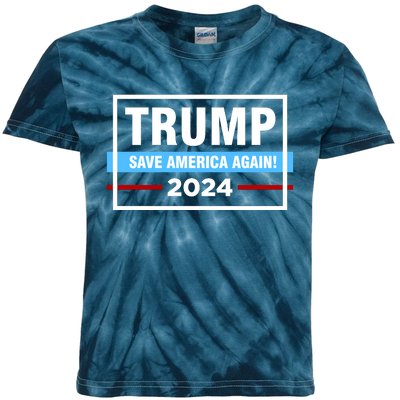 Trump 2024 Save America Again Kids Tie-Dye T-Shirt