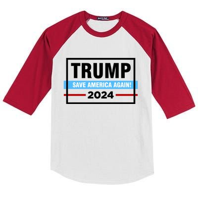 Trump 2024 Save America Again Kids Colorblock Raglan Jersey