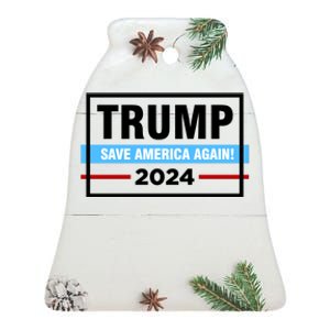 Trump 2024 Save America Again Ceramic Bell Ornament